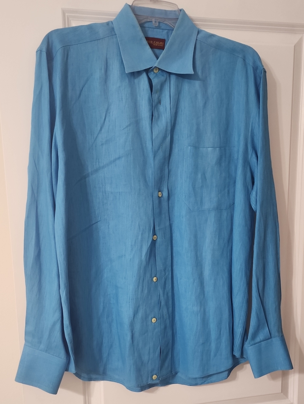 Men’s Lightweight Teal-Blue Button Down Shirt by David Cline